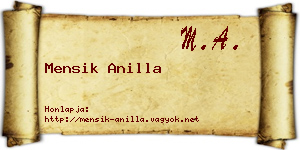Mensik Anilla névjegykártya